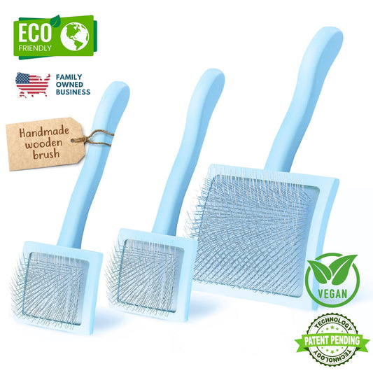 3 Pack - Curved Slicker Brush - Baby Blue (S, S, & L) - Flying Pawfect Store