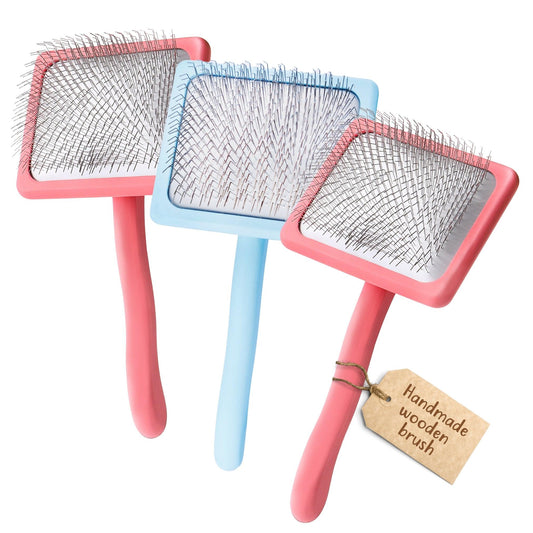 3 Pack - Slicker Brush - 1 Baby Blue & 2 Coral - Flying Pawfect Store
