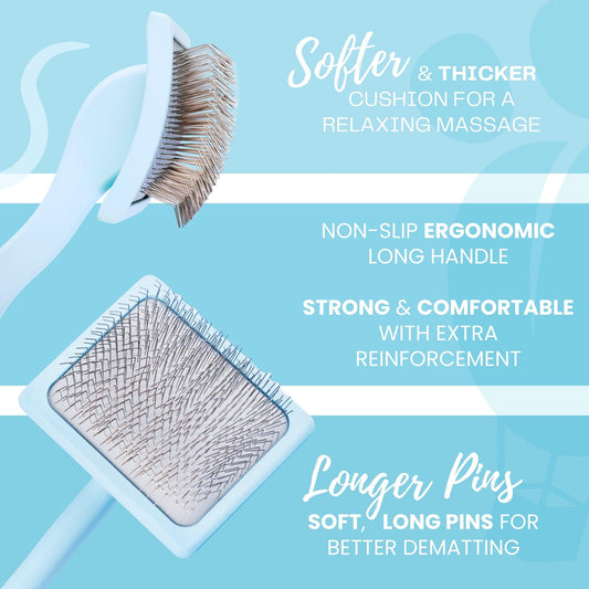 3 Pack - Curved Slicker Brush - Baby Blue (S, S, & L) - Flying Pawfect Store