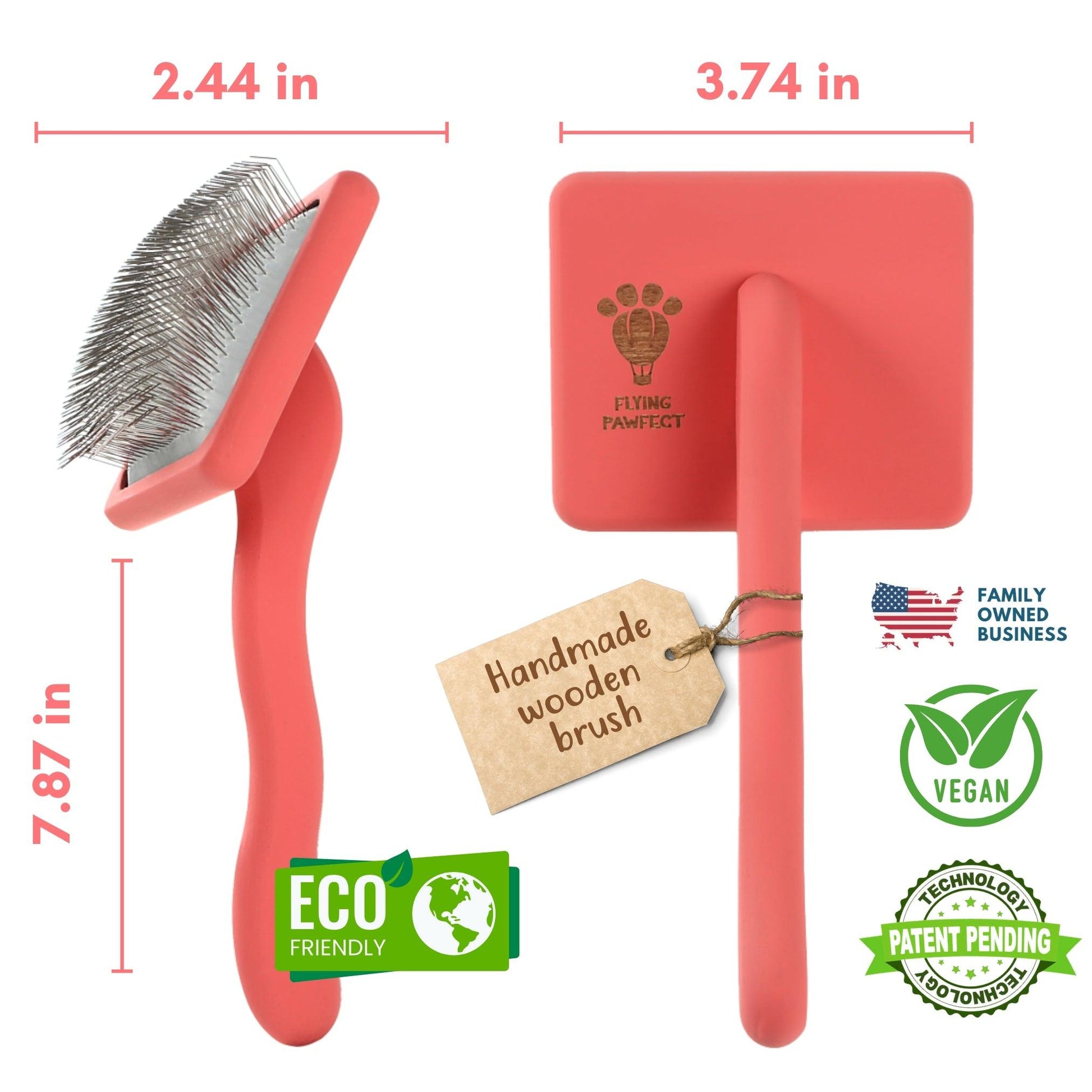 Flat Slicker Brush - Coral - Large - Flying Pawfect Store
