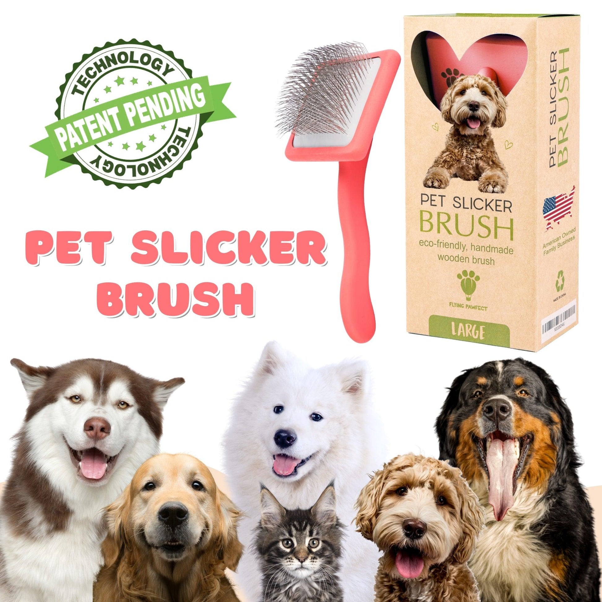 Flat Slicker Brush - Coral - Large - Flying Pawfect Store