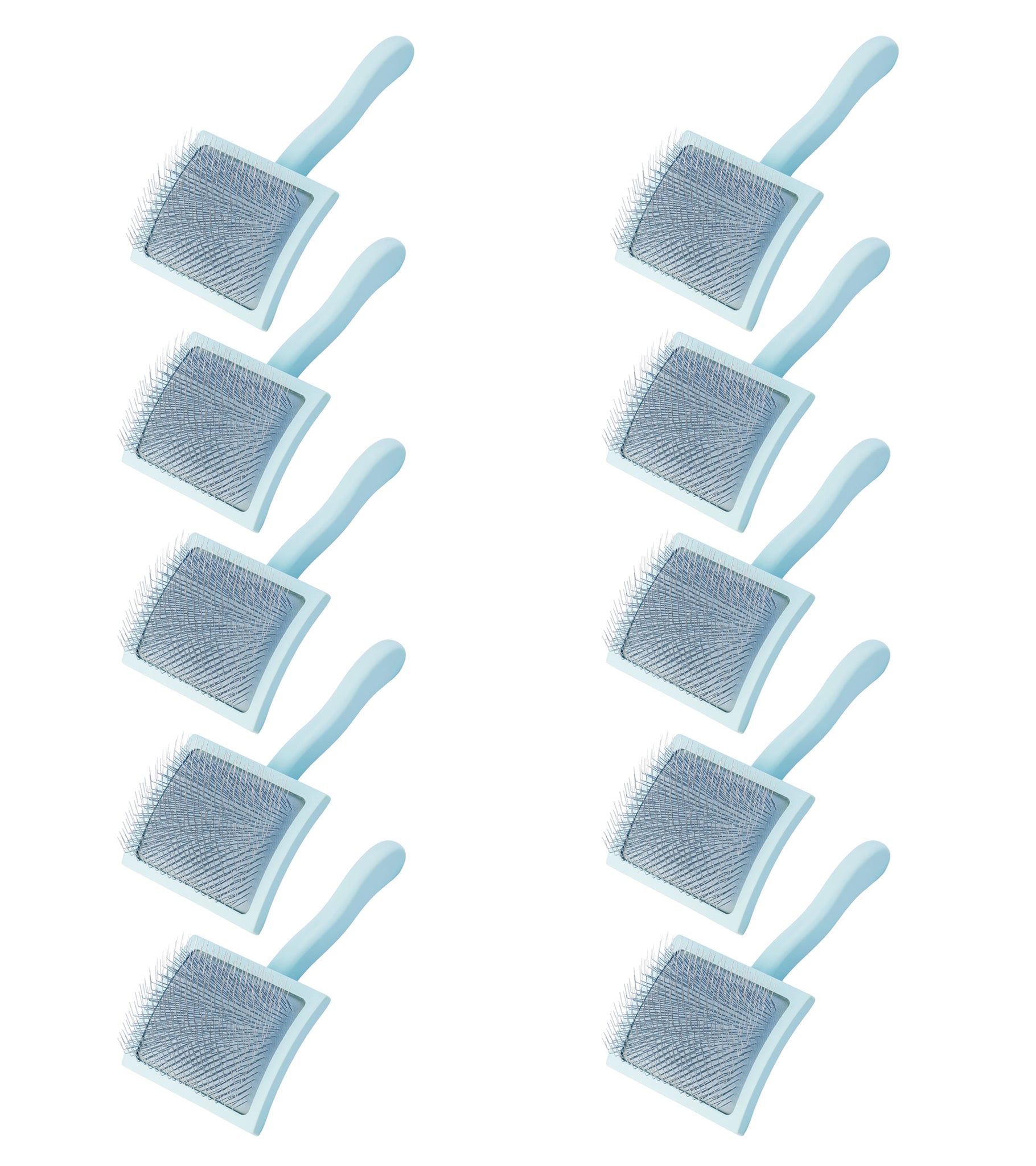 10 Pack - Curved Large Slicker Brush - Baby Blue