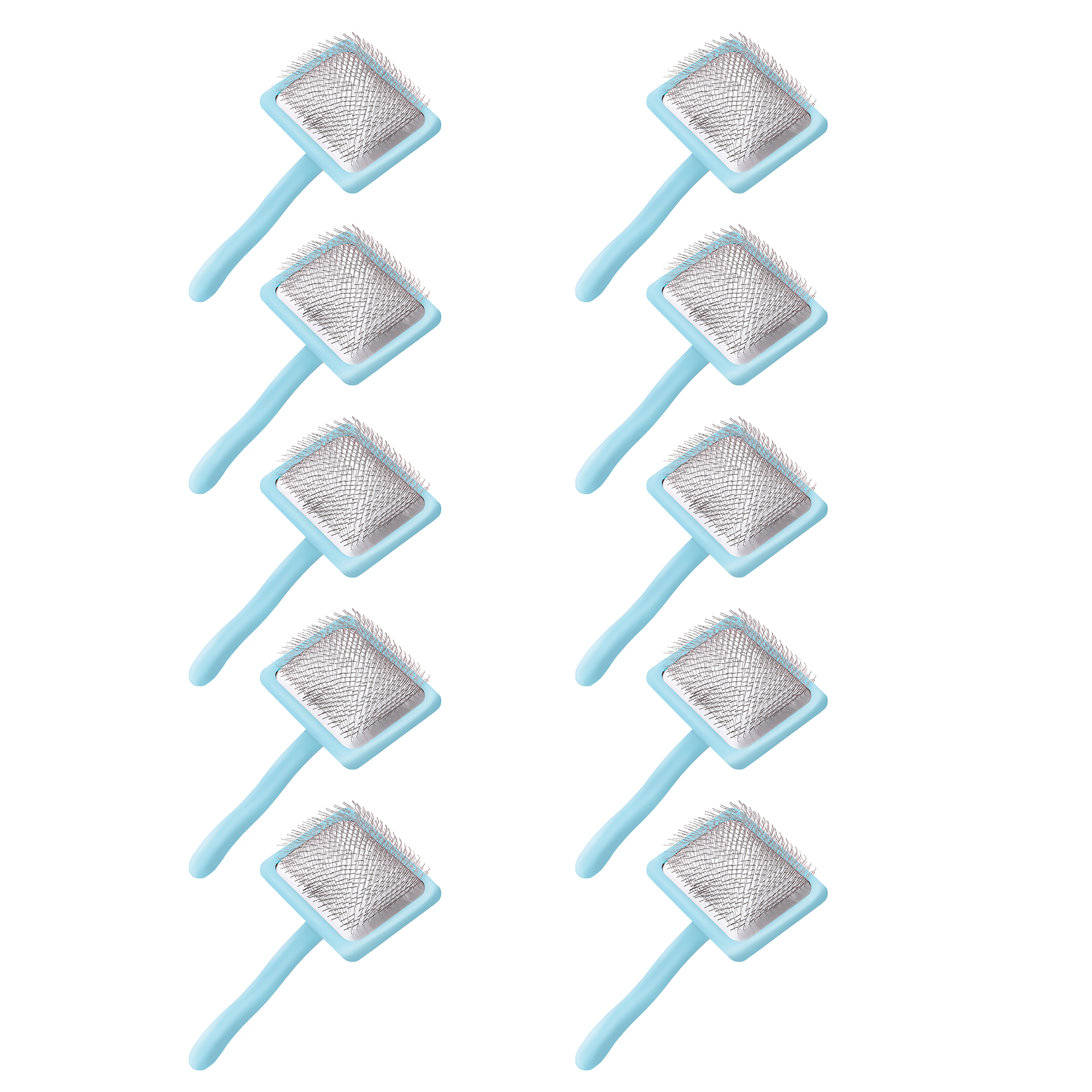 10 Pack - Flat Large Slicker Brush - Baby Blue