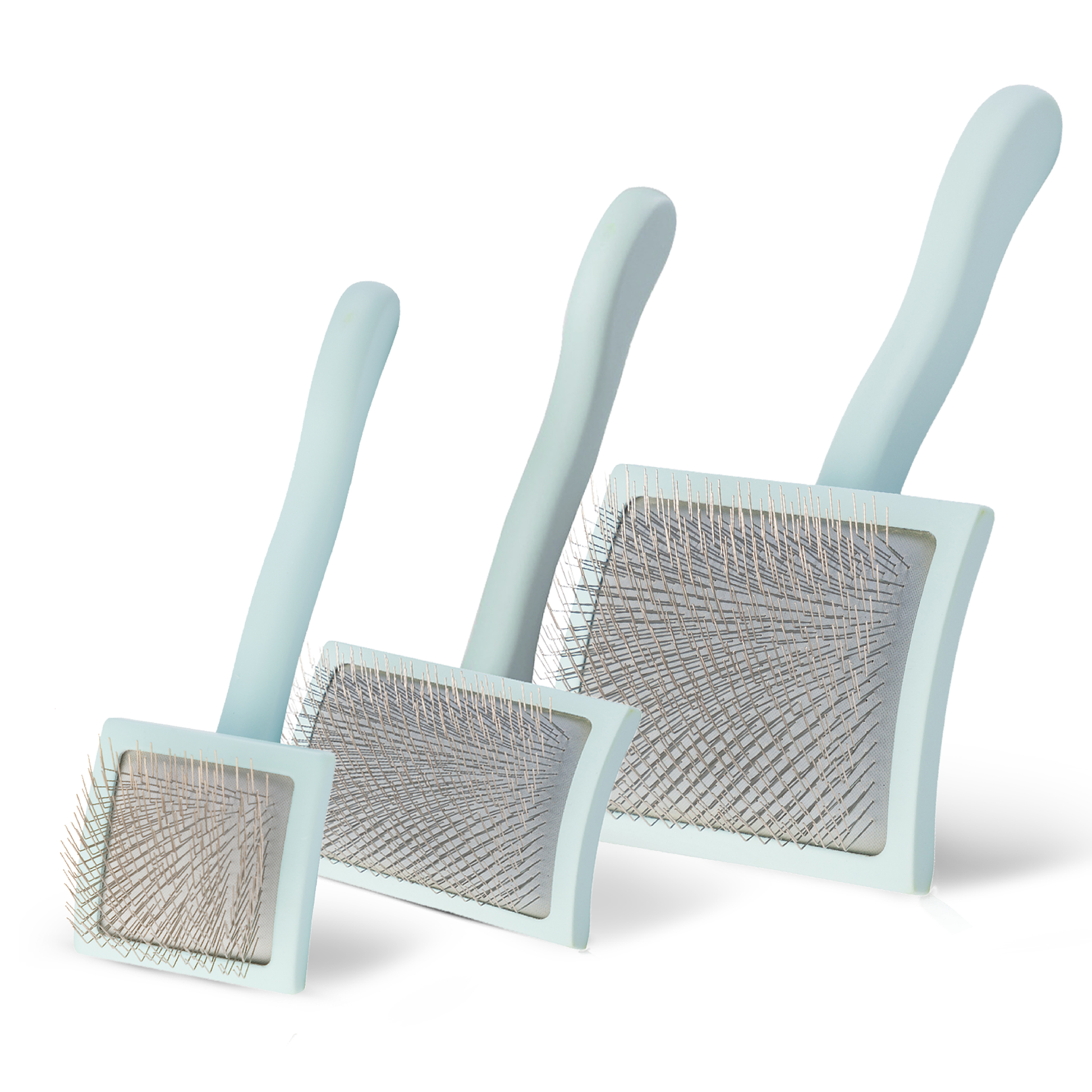 Curved back clearance slicker brush