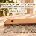 Close up of the smooth rounded pin tips on the Flying Pawfect Long Tooth Comb