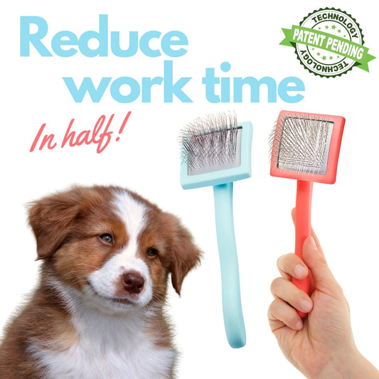 Curved Slicker Brush - Baby Blue - Small - Flying Pawfect Store