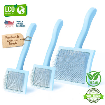 3 Pack - Curved Slicker Brush - Baby Blue (S, S, & L)