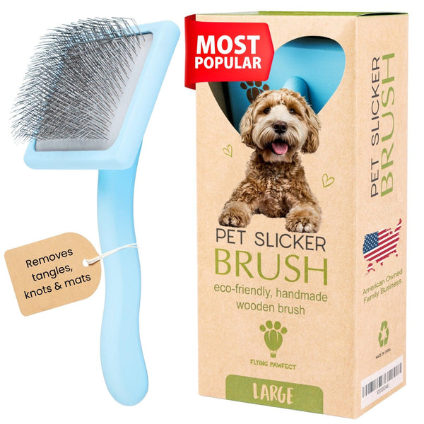 thumbnail interactive-video image 1 of Pixikko Pet Slicker Brush – Medium/Large, Soft Bristles, For Shedding Dogs & Cats, Daily Grooming 1 of 4