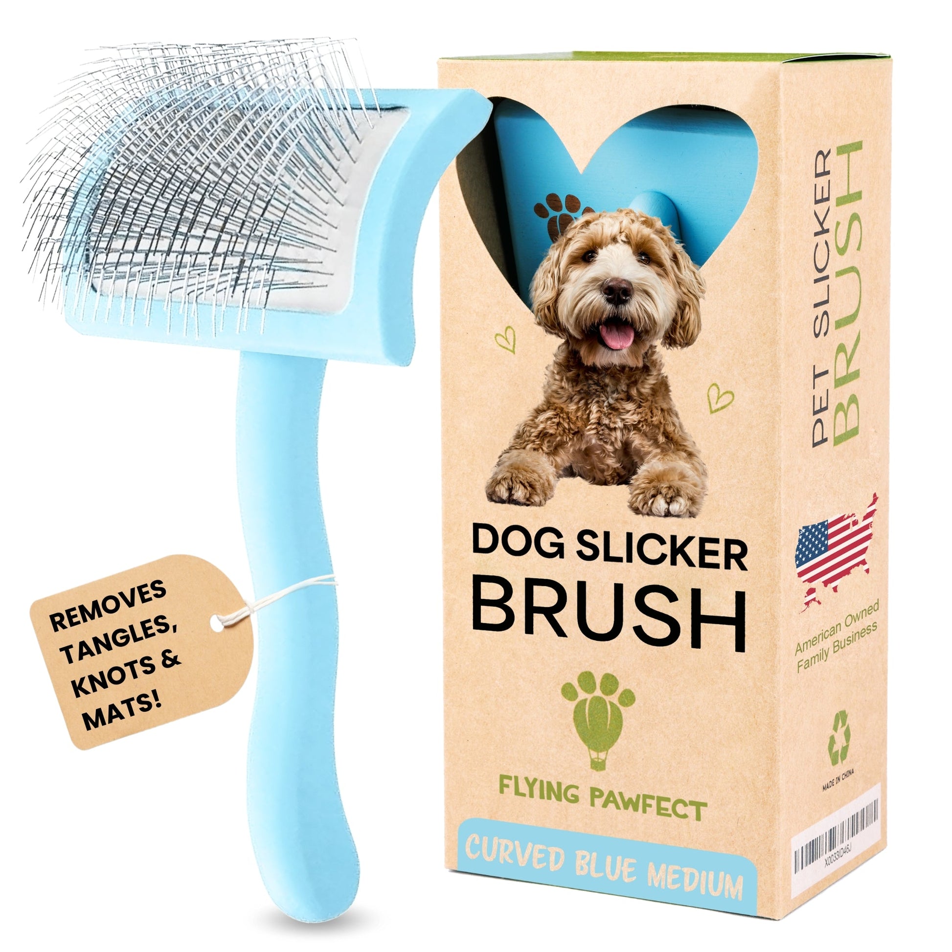 Curved Slicker Brush Baby Blue Medium
