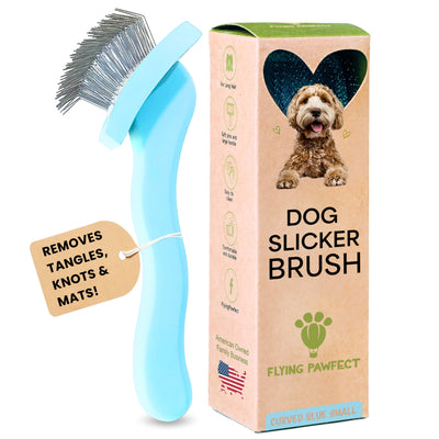 [BS] Flying Pawfect baby blue small curved slicker brush for small dogs and cats