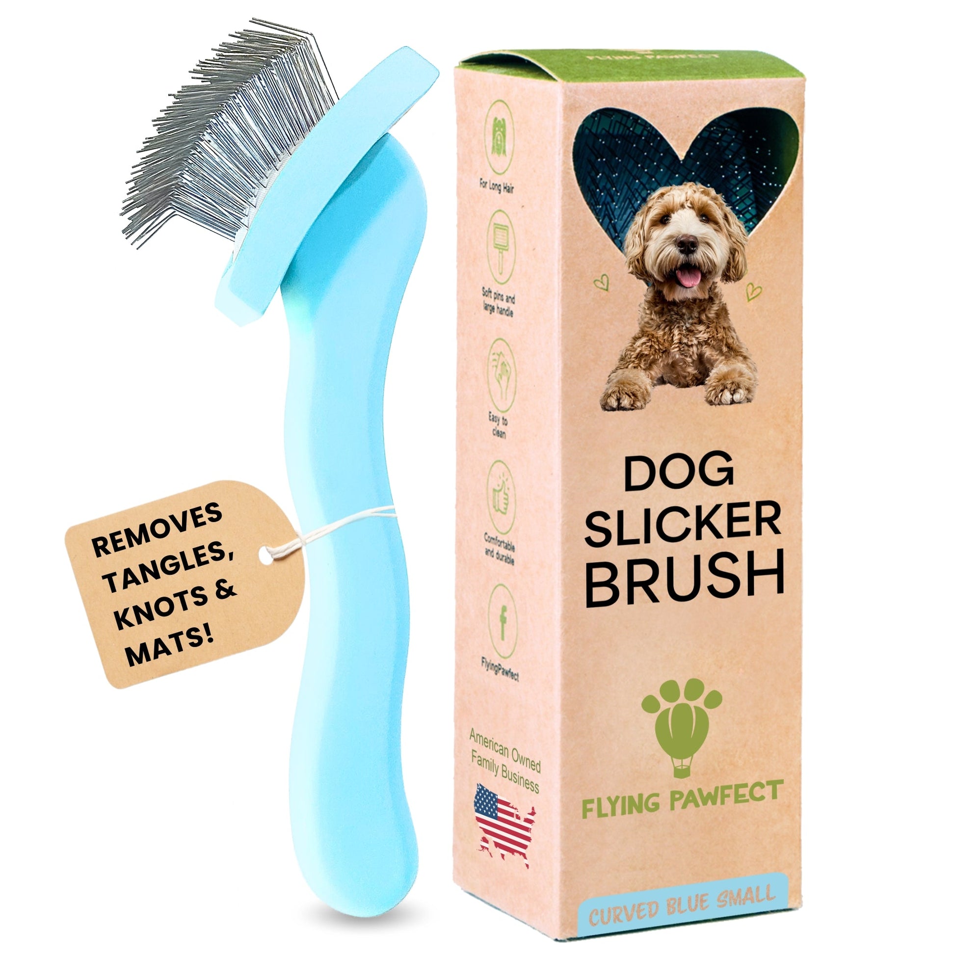 Curved Slicker Brush Baby Blue Small
