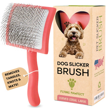 Curved Slicker Brush - Coral - Large