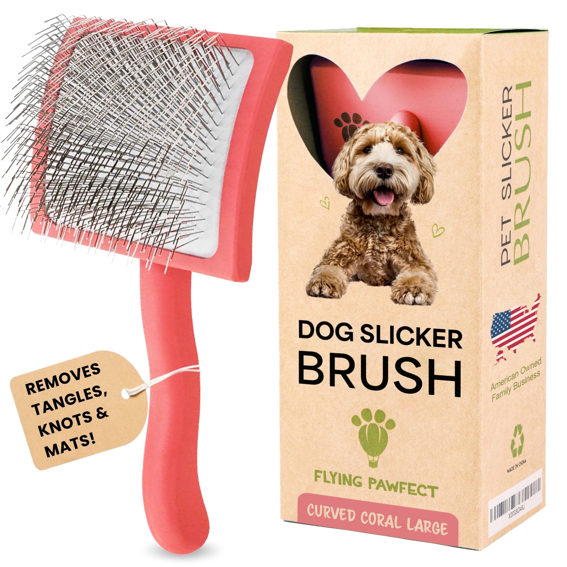 Curved Slicker Brush Coral Large