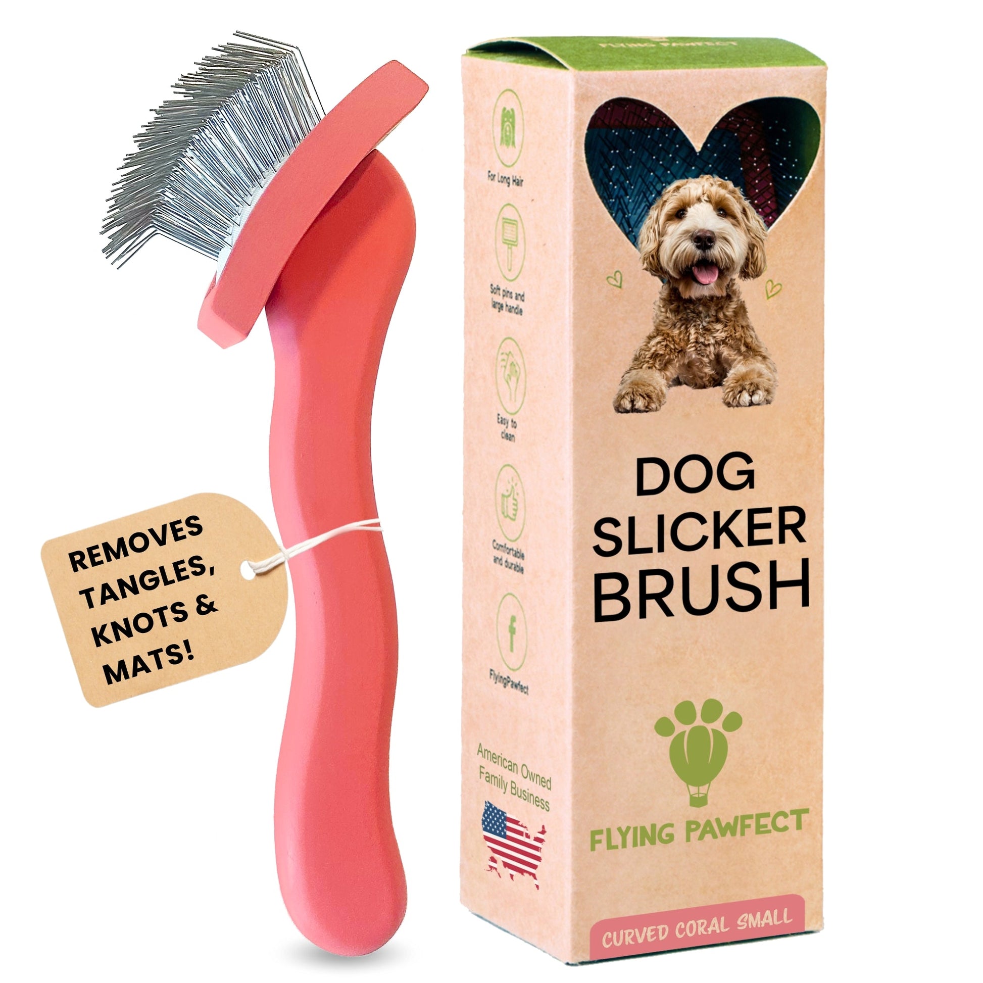 Curved Slicker Brush Coral Small