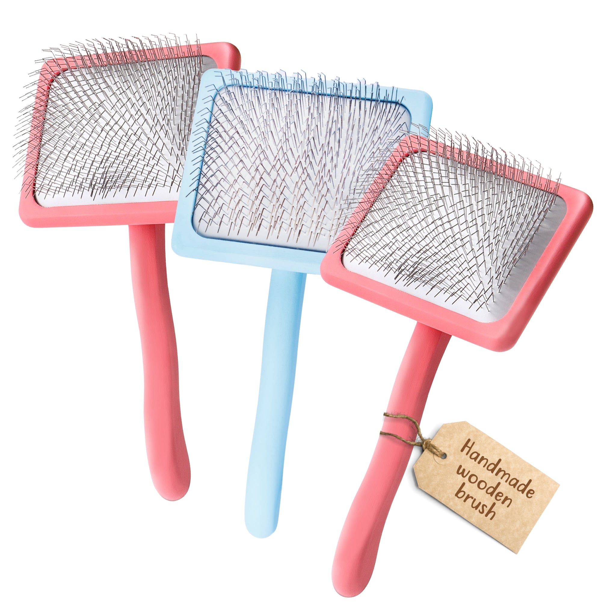 3 Pack - Slicker Brush - 1 Baby Blue & 2 Coral