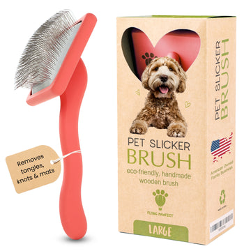 Flat Slicker Brush - Coral - Large