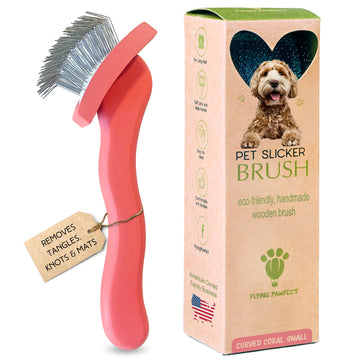 Curved Slicker Brush - Coral - Small