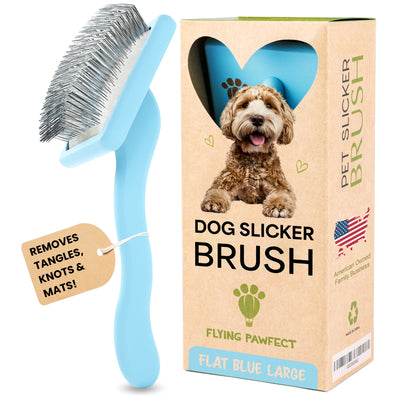 [FBL] Flying Pawfect baby blue large flat slicker brush for dogs