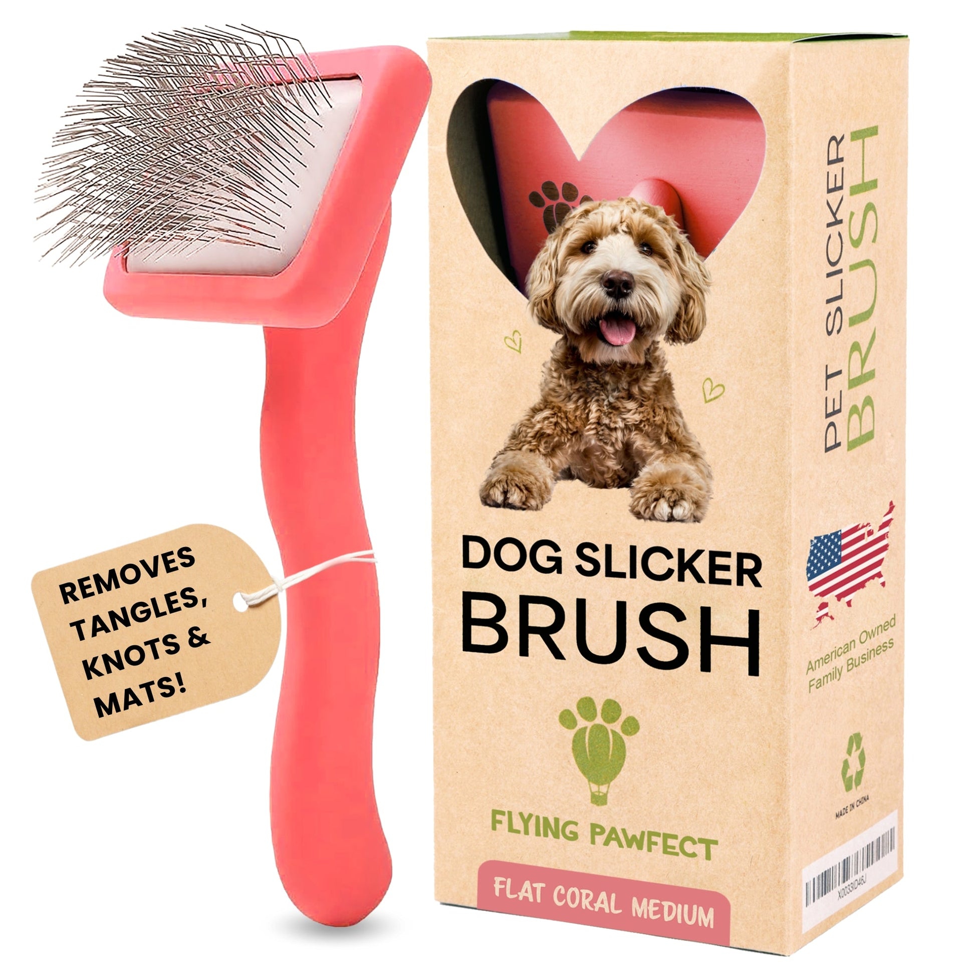 Flat Slicker Brush Coral Medium