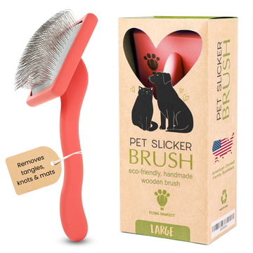 Flat Slicker Brush - Coral - Large