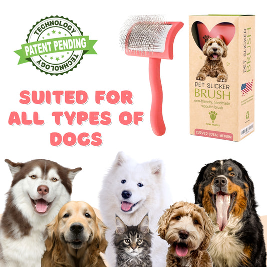 Flat Slicker Brush - Coral - Medium