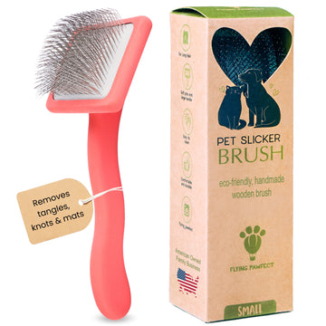 Curved Slicker Brush - Coral - Small