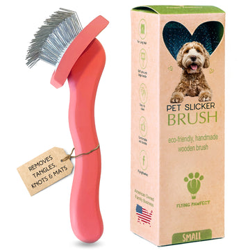 Curved Slicker Brush - Coral - Small Pet Brush